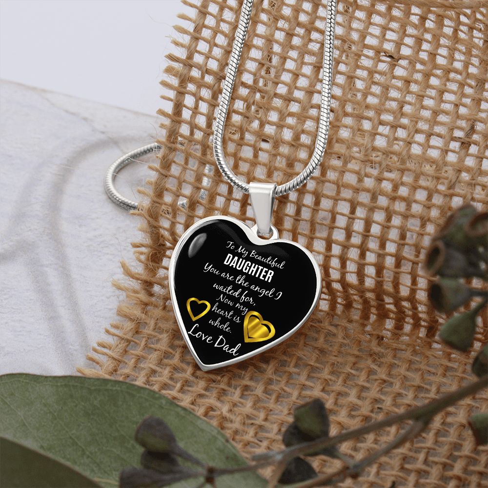Heart Necklace Angel Dad to Daughter