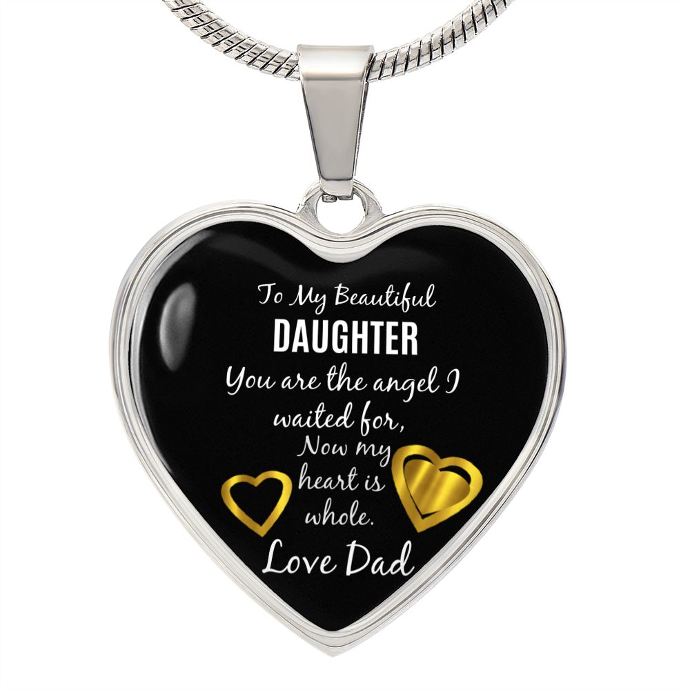 Heart Necklace Angel Dad to Daughter