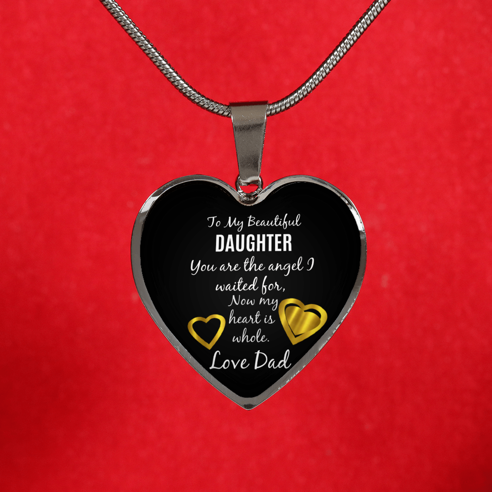 Heart Necklace Angel Dad to Daughter