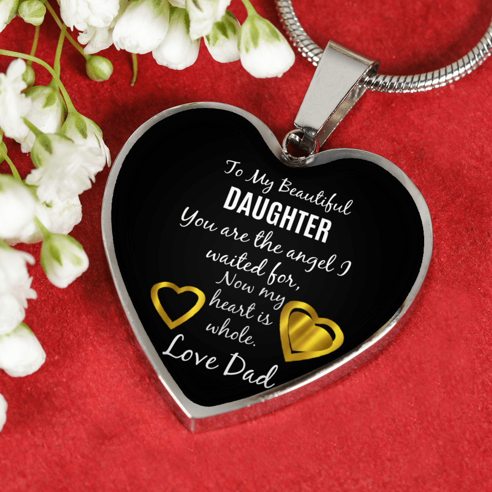 Heart Necklace Angel Dad to Daughter
