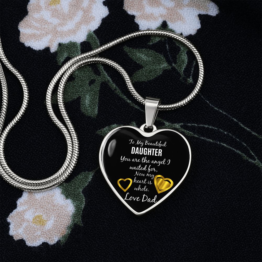 Heart Necklace Angel Dad to Daughter