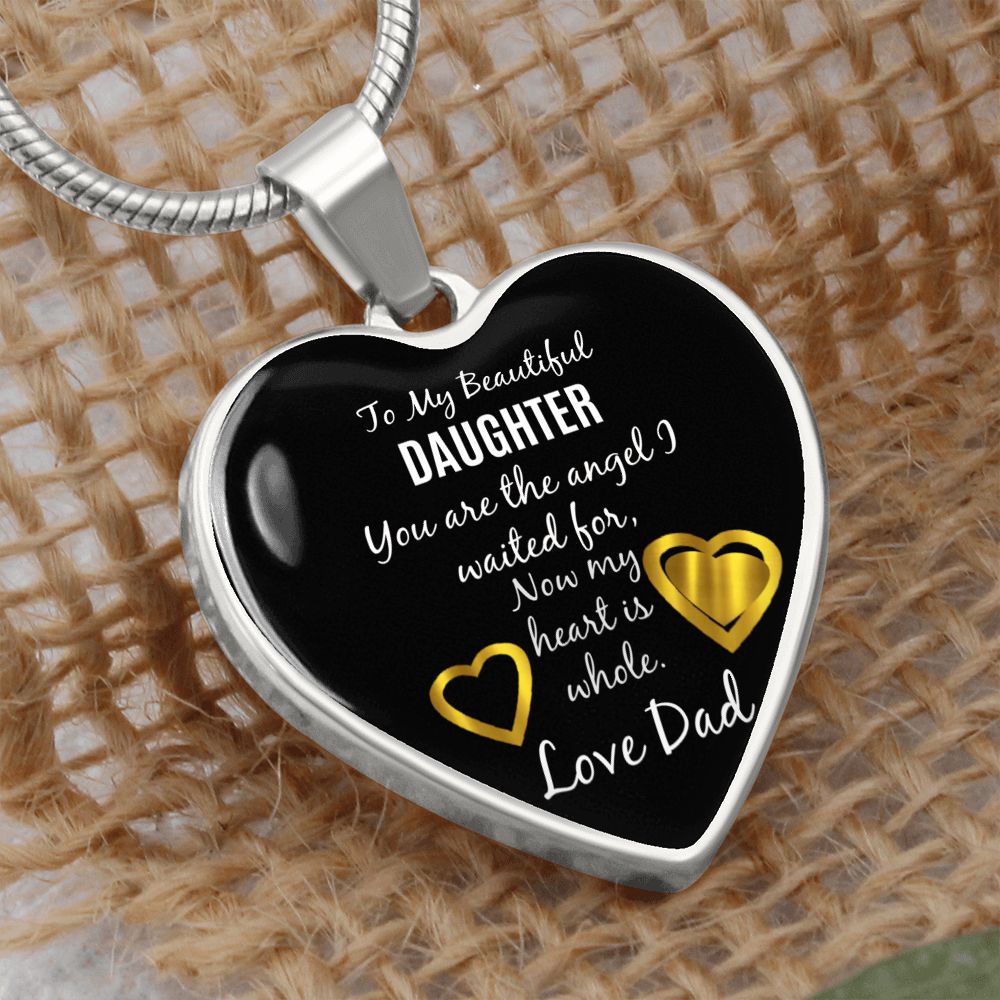 Heart Necklace Angel Dad to Daughter