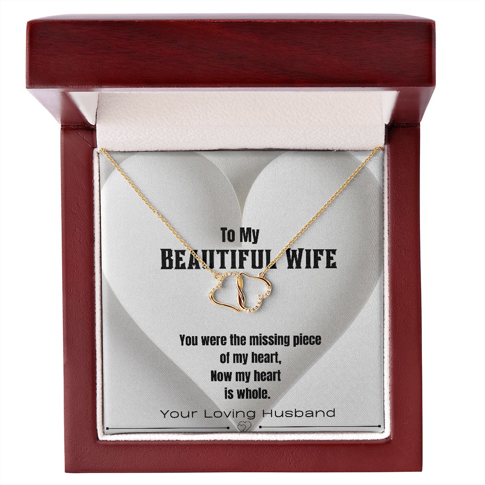 To My Beautiful Wife, Pure Gold Heart Necklace