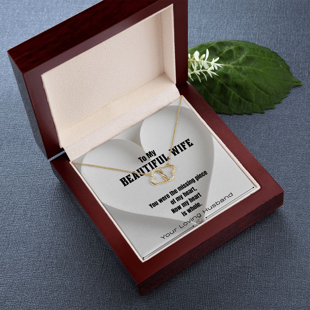 To My Beautiful Wife, Pure Gold Heart Necklace