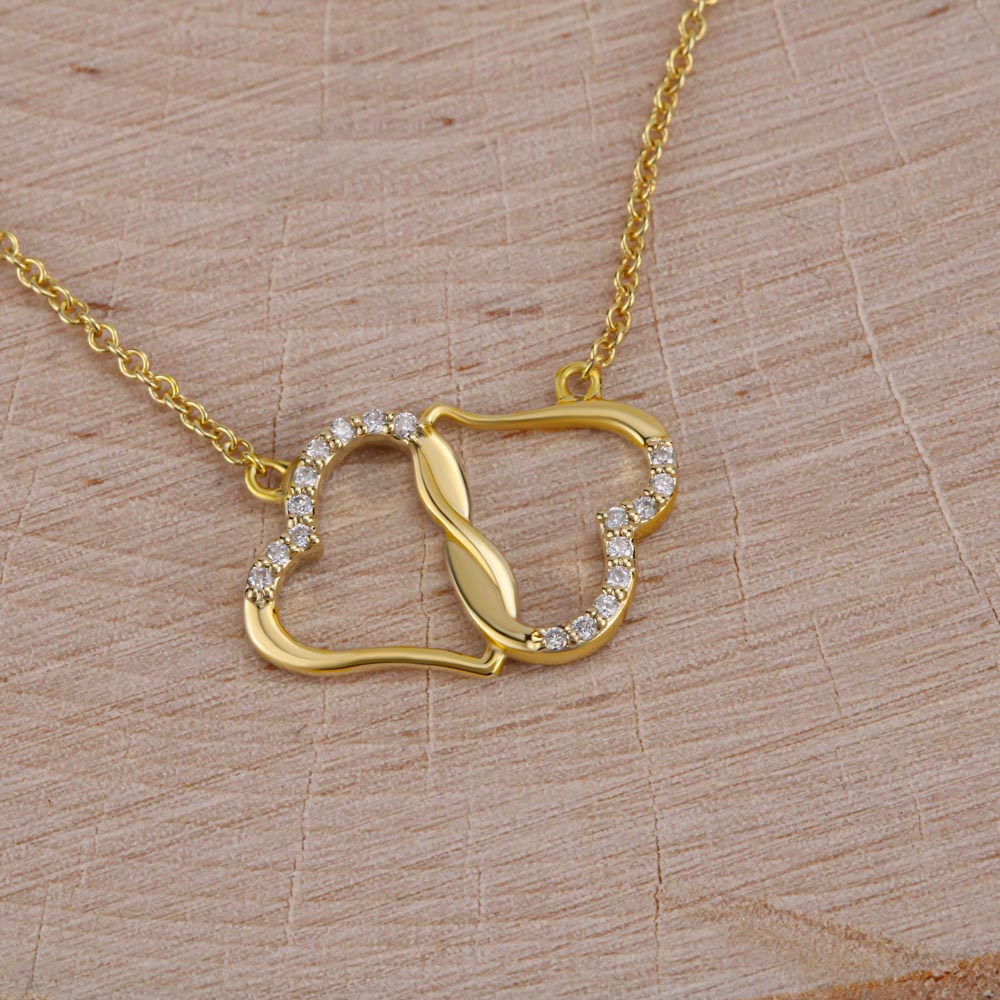 To My Beautiful Wife Solid gold double heart diamond necklace
