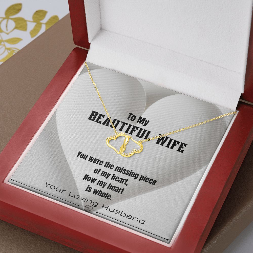 To My Beautiful Wife, Pure Gold Heart Necklace