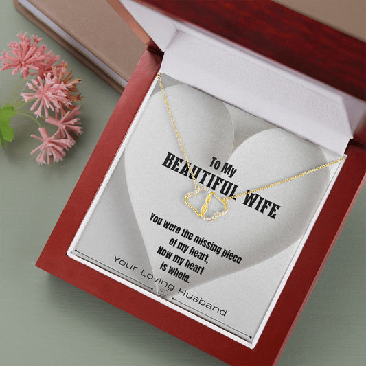 To My Beautiful Wife, Pure Gold Heart Necklace