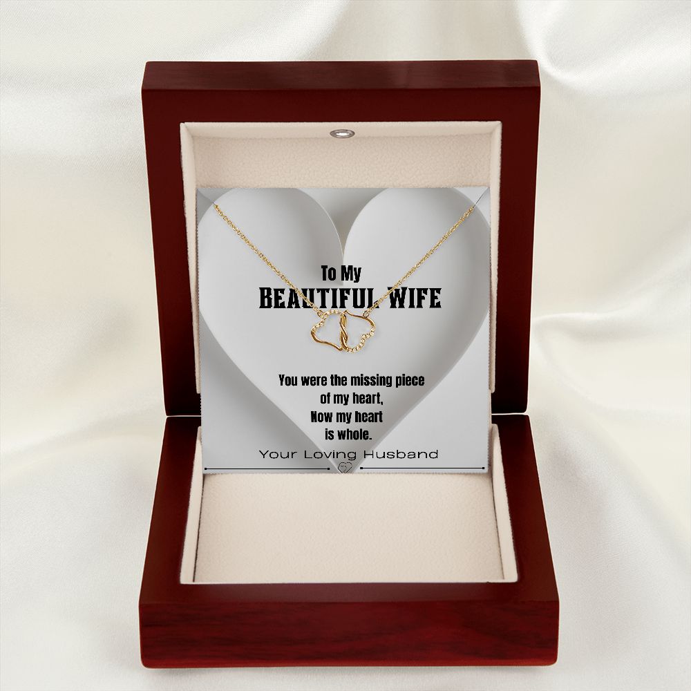 To My Beautiful Wife, Pure Gold Heart Necklace