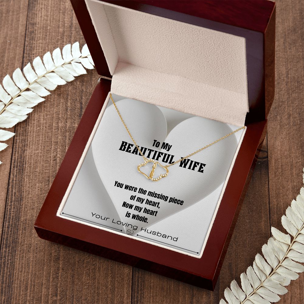 To My Beautiful Wife, Pure Gold Heart Necklace