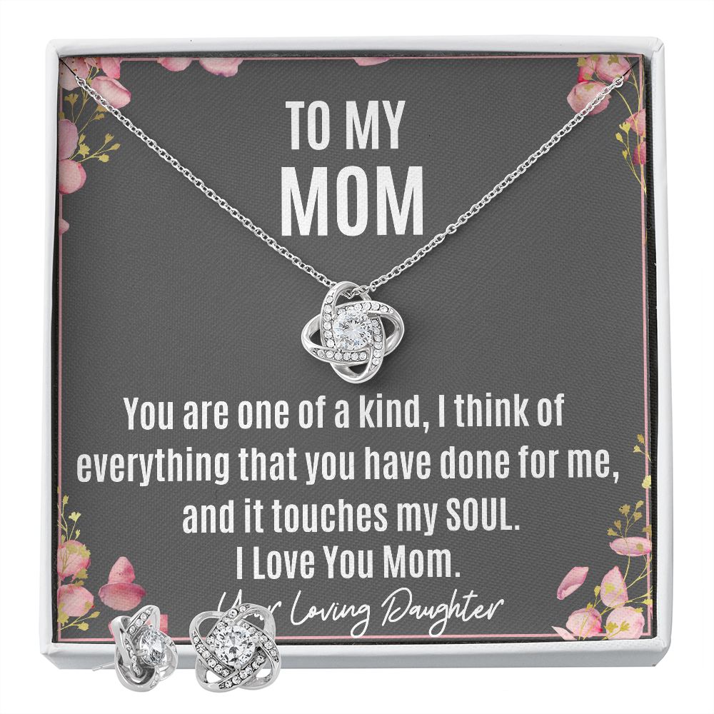 Mom Touches My Soul Love Knot Necklace and Earring set