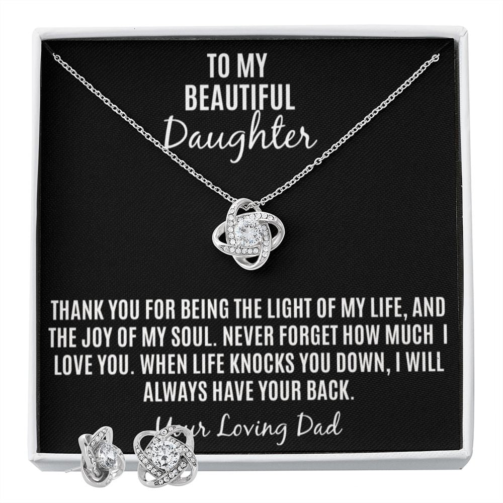 To My Beautiful Daughter Love Knot Necklace.