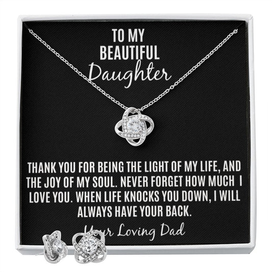 To My Beautiful Daughter Love Knot Necklace.