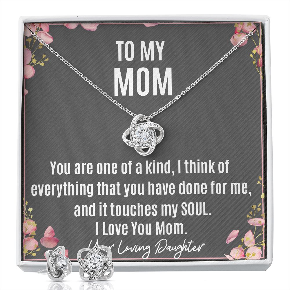 Mom Touches My Soul Love Knot Necklace and Earring set