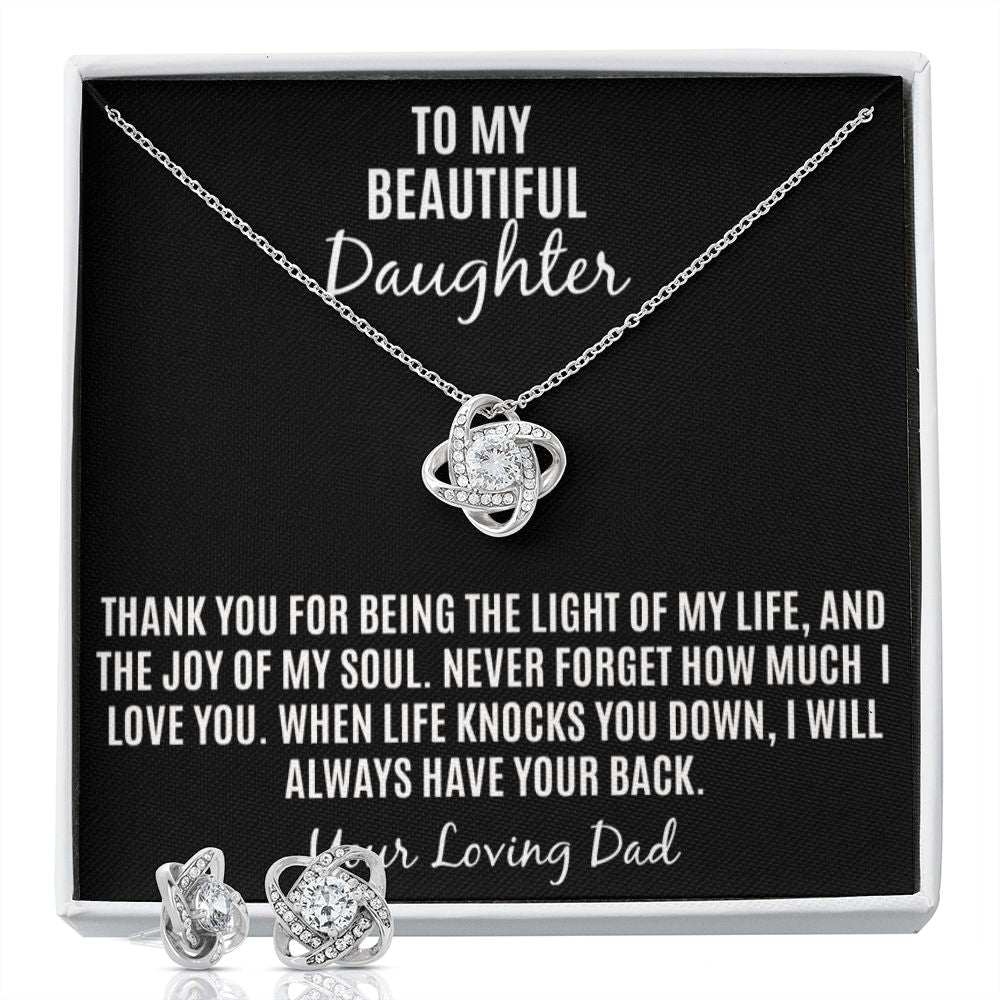 To My Beautiful Daughter Love Knot Necklace.
