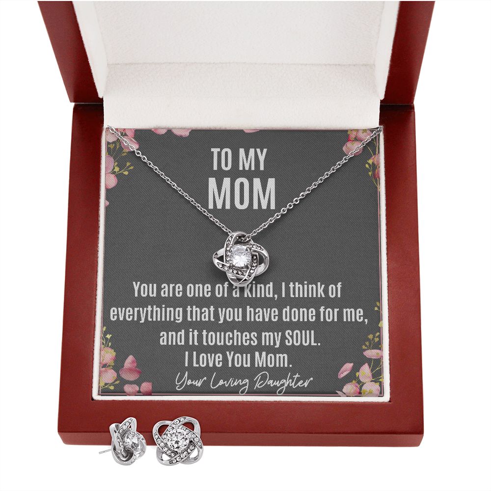 Mom Touches My Soul Love Knot Necklace and Earring set