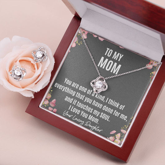 Mom Touches My Soul Love Knot Necklace and Earring set