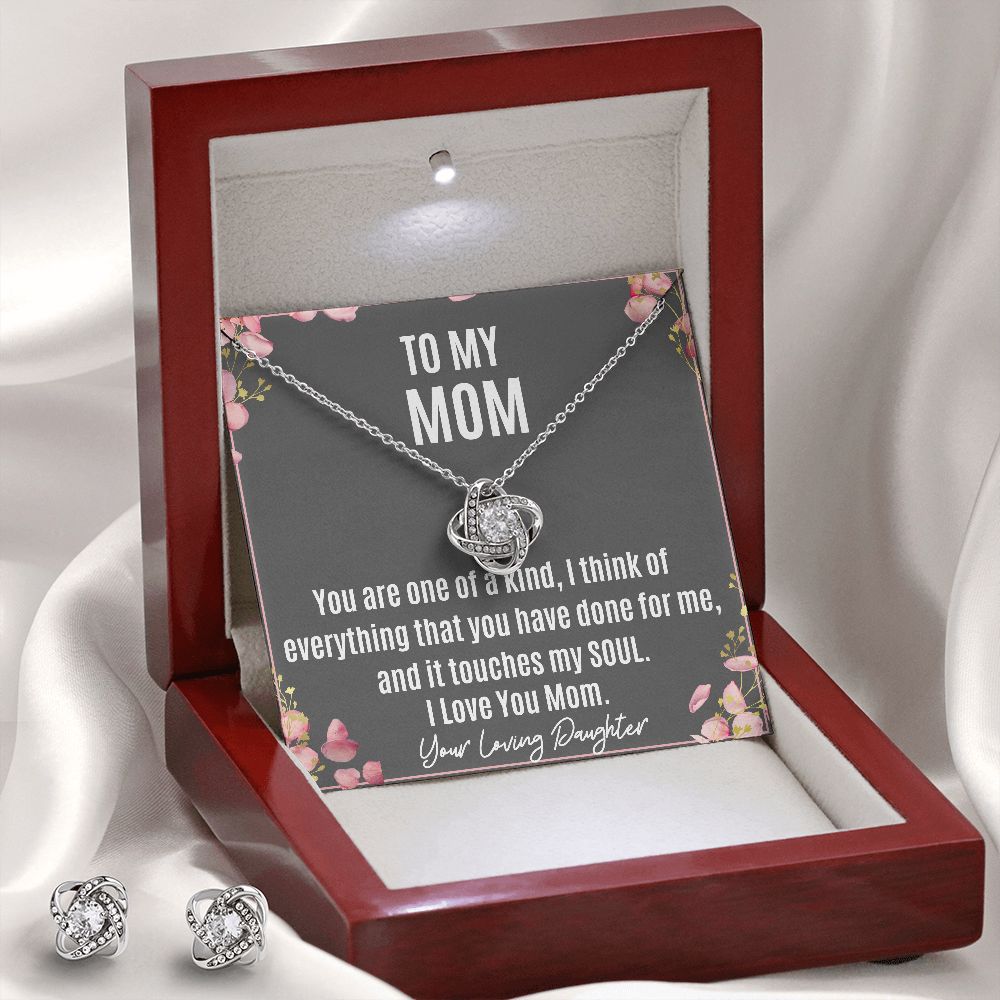 Mom Touches My Soul Love Knot Necklace and Earring set