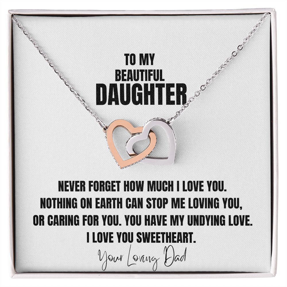 To My Beautiful Daughter Interlocking Heart Necklace From Dad