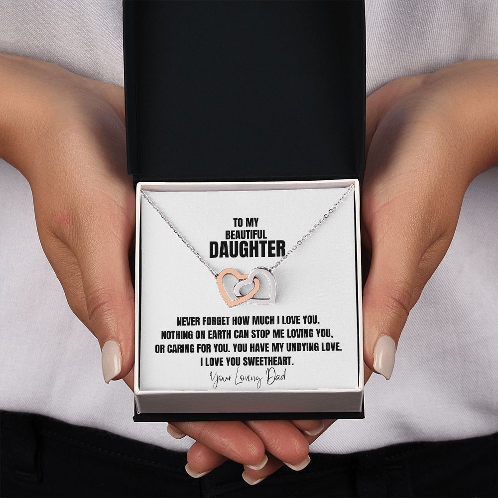 To My Beautiful Daughter Interlocking Heart Necklace From Dad