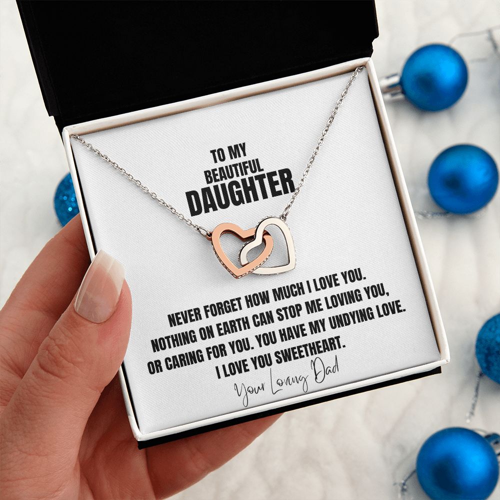 To My Beautiful Daughter Interlocking Heart Necklace From Dad