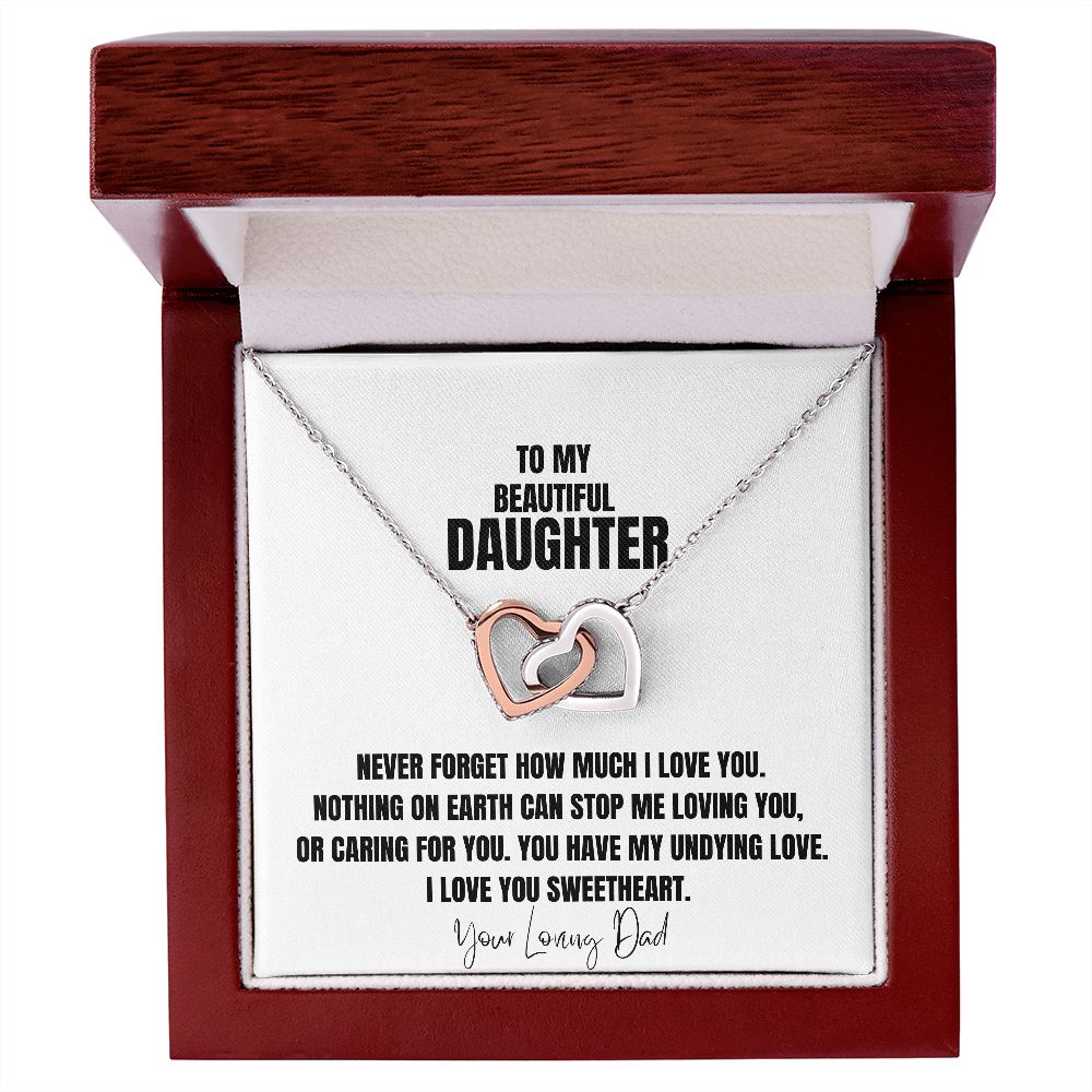 To My Beautiful Daughter Interlocking Heart Necklace From Dad