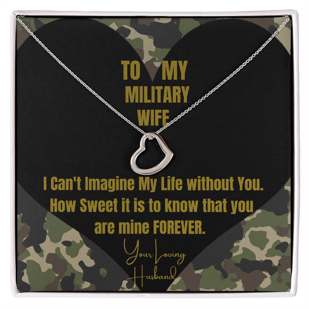 To My Military Wife Heart Necklace