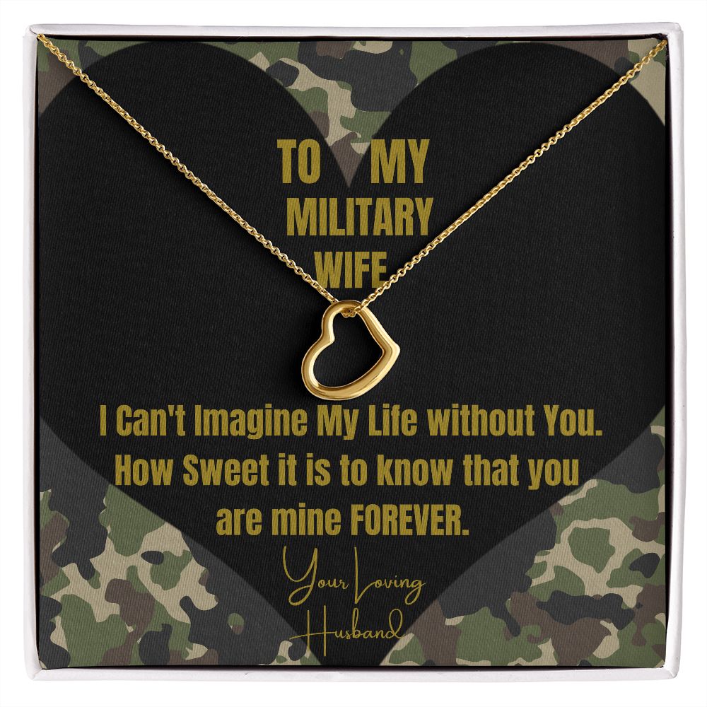 To My Military Wife Heart Necklace