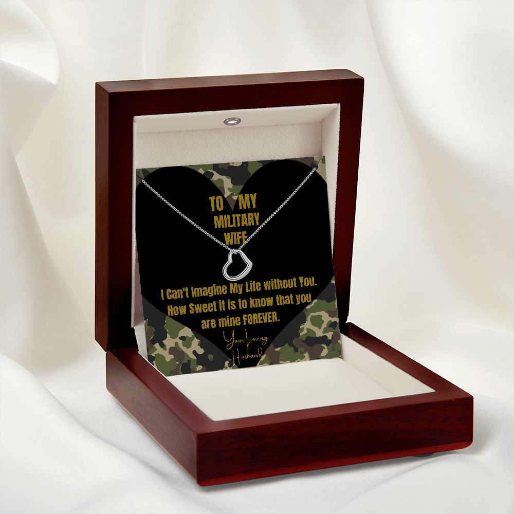 To My Military Wife Heart Necklace