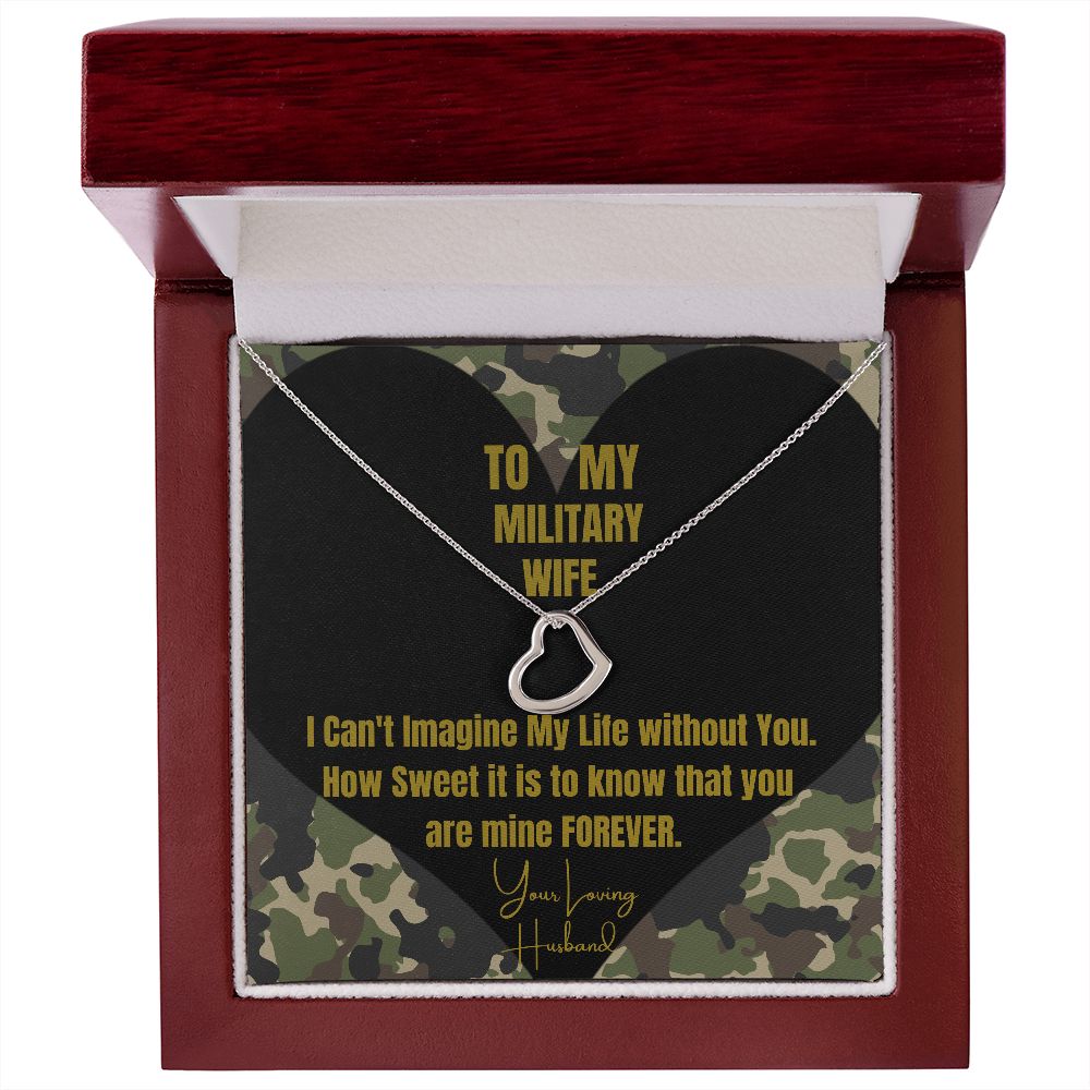 To My Military Wife Heart Necklace