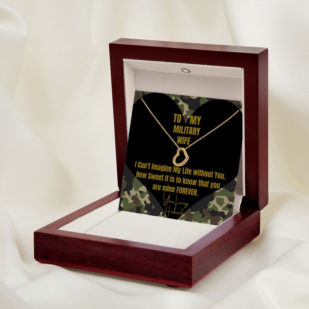 To My Military Wife Heart Necklace