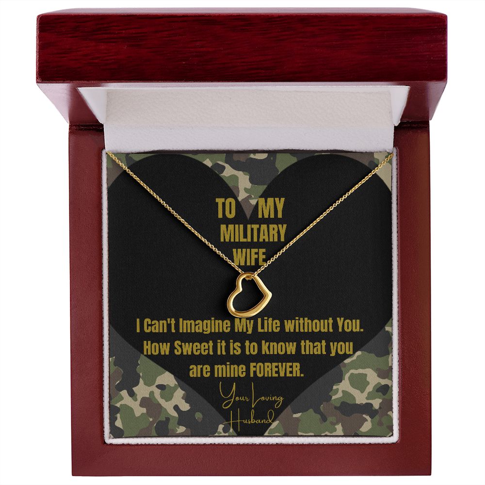 To My Military Wife Heart Necklace